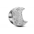 Perle de lune argentée avec texture diamantée givrée pour la création de bijoux - Forme de Lune (L5)