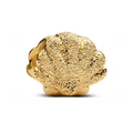 Perle de breloque coquillage dorée texturée avec finition mate pour bijoux DIY - Forme de Coquillage (L13)