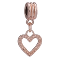 Roségouden holle hartbedel met kralenrand en gegroefde cilindrische ophanglus - Roségoud Hartvormig (DIY-accessoire)