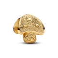 Perle champignon dorée avec finition sablée mate et points polis pour bijoux DIY - Forme de Champignon (L16)