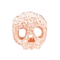 Perle tête de mort en or rose avec texture granuleuse givrée et détails évidés précis - Forme de Crâne (L39)