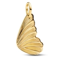 Pendentif aile de papillon dorée avec lignes radiales texturées pour la création de bijoux - Forme d'Aile (L40)
