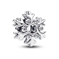 Sparkling snowflake charm bead in silver finish with clear zircon stones for DIY bracelets - Hollow Rhinestone Snowflake Charm (#36)
