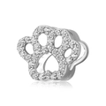 Sparkling S925 silver metal bead charm in paw print shape with clear cubic zirconia pavé - Normal Specification / Silver Cat Paw Full Rhinestone Bead (#19)