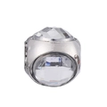 Silver bead charm for DIY bracelet featuring double clear faceted opal crystals - Faceted Crystal Column Bead (#17)