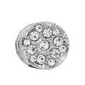 Silver beaded charm with pavé cubic zirconia for leather bracelets - Full Pave Round Disc Charm (#18)