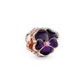 Charm pensée en or rose avec émail violet et zircone pour bracelets de 3 mm - Pensée Dégradée Or Rose (H-6)