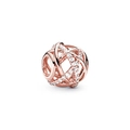 Charm sphère évidée en or rose avec zircons pavés pour bracelets de 3mm de diamètre - Sphère Entrelacée Or Rose (H-7)