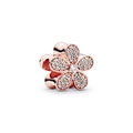 Charm fleur en or rose avec serti pavé et pierres blanches pour bracelets 3mm - Fleur Pavée Or Rose (H-8)