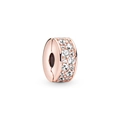 Charm élégant en or rose avec cristaux de zircone pour bracelets à breloques 3mm - Espaceur Pavé Or Rose (H-13)