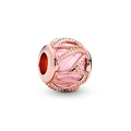 Charm en or rose avec cristal rose facetté et cadre perlé pour bracelet de 3mm - Gemme Rose Perlé Or Rose (H-14)