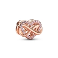 Charm cœur infini en or rose avec zircons roses pour bracelets à chaîne de 3 mm - Cœur Infini Or Rose (H-15)