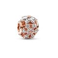 Charm fleur en or rose orné de cristaux étincelants pour bracelets de 3 mm - Fleur Pavée Or Rose (H-17)