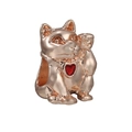 Lucky cat charm in rose gold finish with red heart detail for charm bracelets - Normal Specification / Rose Gold Lucky Cat Heart Pendant (#28)