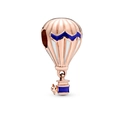 Charm montgolfière en or rose avec émail bleu et blanc pour bracelets de 3mm - Montgolfière Or Rose (H-22)