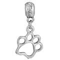 Vintage silver hollow paw print charm with engraved hanging loop for DIY jewelry - Fashion Engraved Hollow Paw Print Pendant (#60)