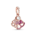 Charm éventail en or rose avec cristaux dégradés roses pour bracelets 3mm - Éventail Dégradé Or Rose (H-24)