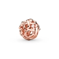 Charm sphère ajourée en or rose avec zircon cubique pour bracelet de 3 mm - Balle Creuse Tissée Or Rose (H-31)