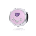 Pink enamel MOM charm with purple heart detail for DIY bracelets in silver finish - Normal Specification / Silver Heart MOM Pink Charm (#31)