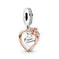 Pendentif cœur or rose avec gravure Love Forever et oxydes de zirconium brillants - Love Forever Or Rose (H-39)