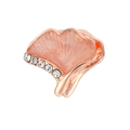 Pendentif feuille de ginkgo rose doré avec émail rose et cristaux pour bracelets - Ginkgo Rose Orange Or Rose (H-47)