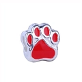 Silver cat paw charm bead with red enamel for DIY bracelets and necklaces - Normal Specification / Silver Red Paw Print Charm (#34)