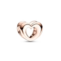 Perle charm cœur évidé en or rose poli pour bracelets de 3 mm pour femmes - Cœur Creux Miroir Or Rose (H-54)