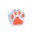 Silver metal cat paw print charm with orange enamel for charm bracelets - Normal Specification / Silver Orange Paw Print Charm (#35)