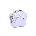 Silver cat paw bead charm with white enamel detail for DIY jewelry making - Normal Specification / Silver White Paw Print Charm (#36)