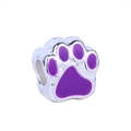 Silver cat paw charm with purple enamel inlay for DIY bracelets and jewelry - Normal Specification / Silver Purple Paw Print Bead (#37)