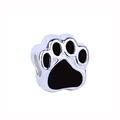 Silver charm pendant with black enamel paw print design for bracelets and necklaces - Normal Specification / Silver Black Paw Print Charm (#38)
