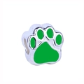 Silver alloy cat paw bead with green enamel finish for DIY charm bracelets - Normal Specification / Silver Green Paw Print Charm (#39)