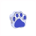 Silver cat paw charm with blue enamel inlay for Pandora style bracelets - Normal Specification / Silver Blue Paw Print Bead (#40)