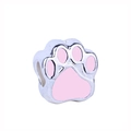 Cute silver cat paw charm with pink enamel for DIY beaded bracelet and jewelry - Normal Specification / Silver Pink Paw Print Bead (#41)