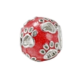 Red enamel cat paw print charm bead in silver alloy for DIY bracelets and jewelry - Normal Specification / Silver Red Multi-Paw Print Bead (#45)