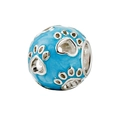 Blue enamel cat paw charm bead in silver finish for DIY jewelry bracelets - Normal Specification / Silver Blue Multi-Paw Print Bead (#46)