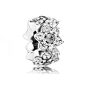 Abalorio de flor de narciso romántico en aleación de plata con circonitas brillantes - Estilo Flor con Centro Blanco (3)