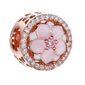 Rose gold flower charm with pink enamel petals and sparkling pavé crystals - Rose Gold Enamel Sakura (7)