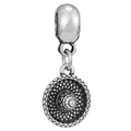 Polished silver sombrero hat charm for DIY bead necklaces with vintage woven texture - Retro Oxidized Sombrero Pendant (#47)
