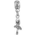 Antique silver ballet dancer charm pendant with Fashion engraving for DIY jewelry - Retro Silver Ballerina Pendant (#50)