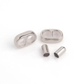 Perles à écraser argentées polies et arrêts de cordon pour création de bijoux DIY - Ensemble de 2 boucles et 2 bouchons d'extrémité / Argent