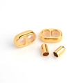 Polished gold jewelry fasteners set including double hole stoppers and end caps - Set of 2 Buckles and 2 End Stoppers / Gold