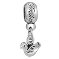 Antique silver peace dove charm with Fashion engraving for DIY jewelry making - Fashion Engraved Retro Dove Pendant (#62)