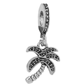 Silver palm tree pendant charm with vintage texture for DIY bracelets and necklaces - Silver Palm Tree Shape Pendant (#63)