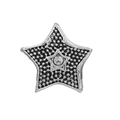 Retro silver star stud earring with textured surface and central clear zircon stone - Clear Stone Star Style (#2)