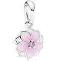 Spring cherry blossom pendant charm with pink enamel petals and a sparkling zircon center - Pink Sakura Pendant (8)