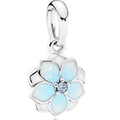 Blue enamel flower charm in S925 silver with zircon, compatible with DIY bracelets - Light Blue Enamel Flower (9)