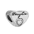 Silver heart charm with Daughter engraving and a sparkling crystal stone for DIY jewelry - Daughter Letter Heart Style (#4)