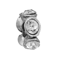 Silver alloy cylindrical bead with sparkling cubic zirconia for DIY bracelets - Normal Specification / Clear
