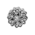 Floral alloy charm with five heart petals and sparkling crystals for charm bracelets - White Heart Petal Style (019)